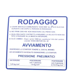 Decalcomania adesivo rodaggio blu Piaggio Vespa 50 90 125