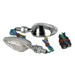 Coppia indicatori di direzione a led con resistenza frecce cromate universali