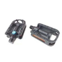 Coppia pedali per bici mtb bambino neri con catarifrangente filetto 9/16