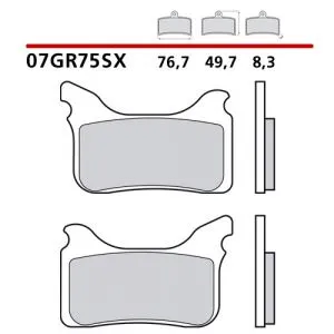 07GR75SX - Pastiglie Freno Brembo Sinterizzate (1 coppia per 1 disco), per modelli Aprilia Pegaso Factory, SVX e KTM SMR,