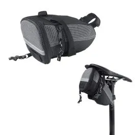 Borsa bici sottosella per attrezzi con doppia tasca 29 x 10 x 8 nera