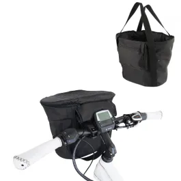 cestino bici in tessuto nero attacco a clip e-bike