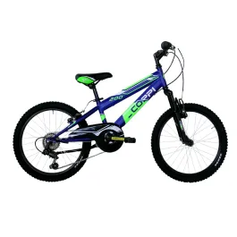 bici 20 mtb 6 velocità forcella ammortizzata blu verde