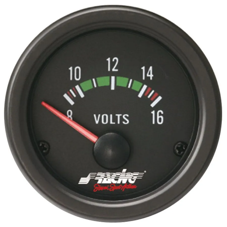 VOLTMETRO BLACK LINE NERO 52MM PER AUTO VOLT MISURATORE VOLTAGGIO SIMONI RACING