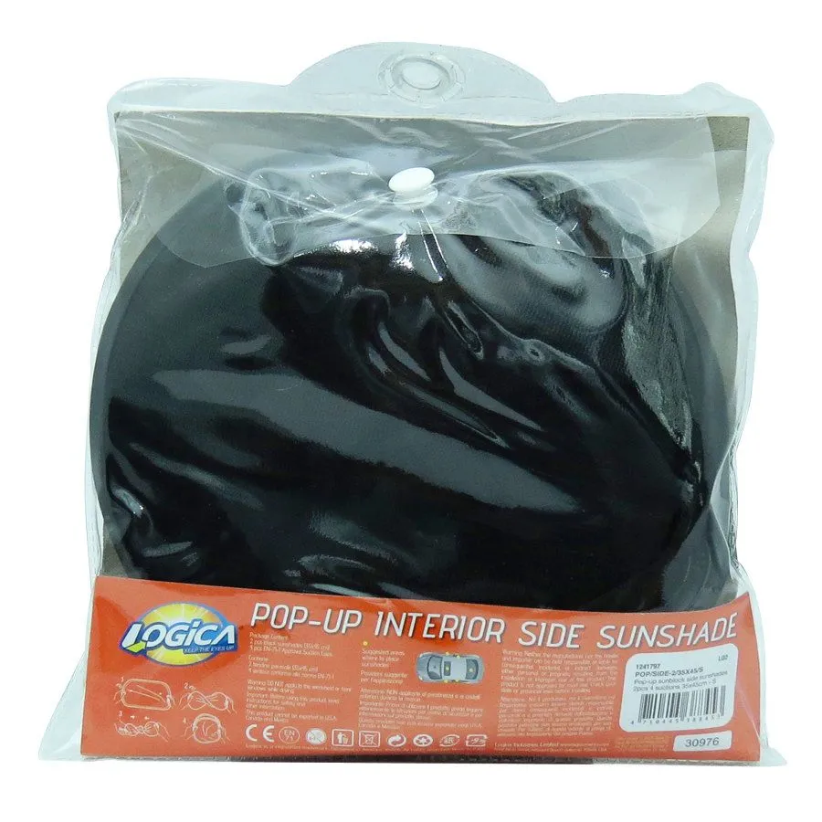 TENDINE PARASOLE LATERALI POP-UP NERO 35X45CM VETRO FINESTRINO UNIVERSALE LOGICA