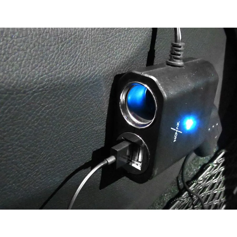SDOPPIATORE PRESA ACCENDISIGARI 3 SOCKET + 2 USB ACCESSORI SMARTPHONE AUTO NOVAK