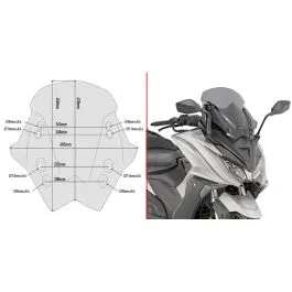 Parabrezza basso e sportivo fumé 42 x 48,5 cm KYMCO AK 550 GIVI D6110S