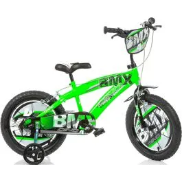 Bici 16 bmx per bambino con rotelle e scudo verde e nero Dino Bikes