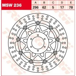 TRW MSW236 BRAKE ROTOR FLOATING 296 ROUND STANDARD-DESIGN