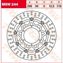 TRW MSW244 BRAKE ROTOR FLOATING 296 ROUND STANDARD-DESIGN