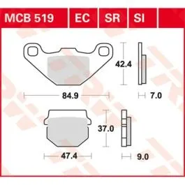 TRW MCB519EC BRAKE PAD EC-ORGANIC