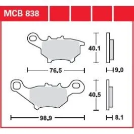 TRW MCB838 BRAKE PAD ALLROUND ORGANIC STANDARD