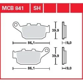 TRW MCB841SH BRAKE PAD SH SINTER PERFORMANCE STREET & ROAD TRACKS