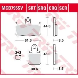 TRW MCB795SRT SRT SINTERED ROAD/ TRACK PADS