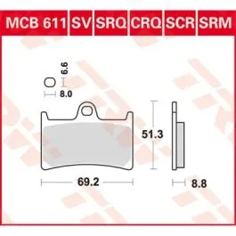 TRW MCB611 BRAKE PAD ALLROUND ORGANIC STANDARD