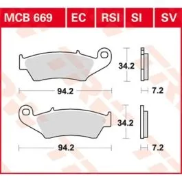 TRW MCB669 BRAKE PAD ALLROUND ORGANIC STANDARD