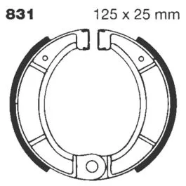 EBC 831G BRAKE SHOE WATER GROOVED SERIES ORGANIC