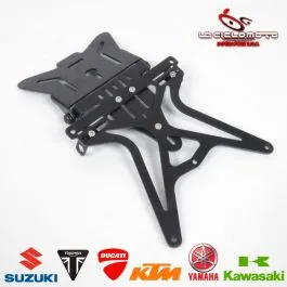 Portatarga moto universale in alluminio nero regolabile