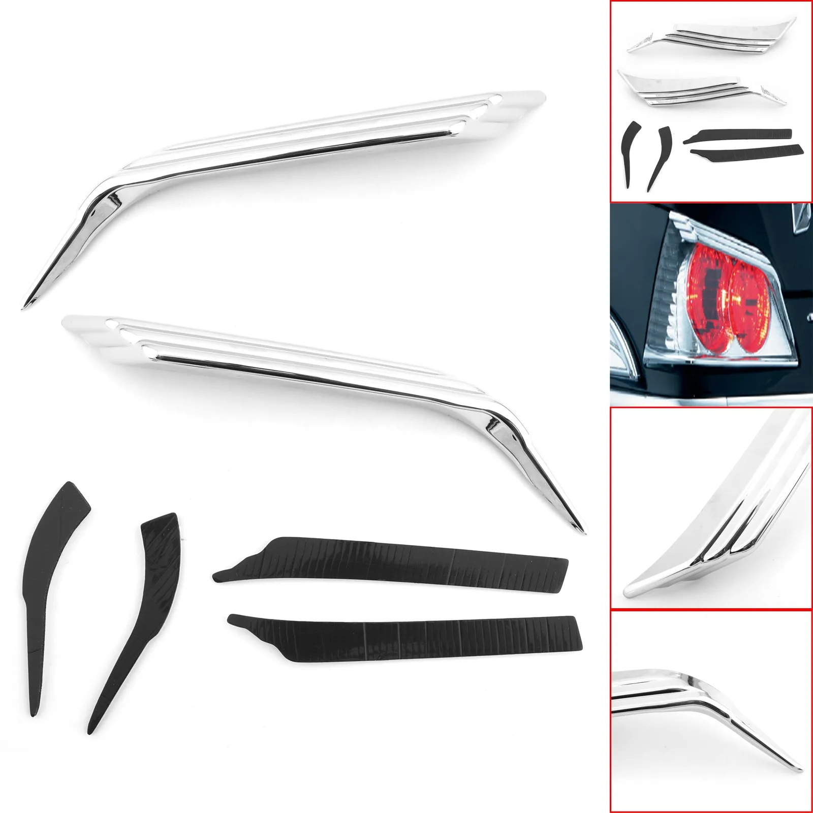 Accent de garniture de visières de feu arrière de coffre supérieur en plastique ABS pour Honda Goldwing GL1800 générique