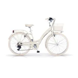 Bici 26 city bike Primavera 6 velocità alluminio avorio donna cestino optional