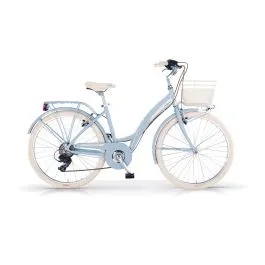 Bici 26 city bike Primavera 6 velocità alluminio azzurro donna cestino optional