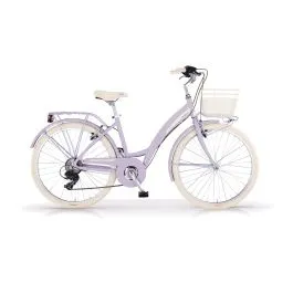 Bici 26 city bike Primavera 6 velocità alluminio lavanda donna cestino optional