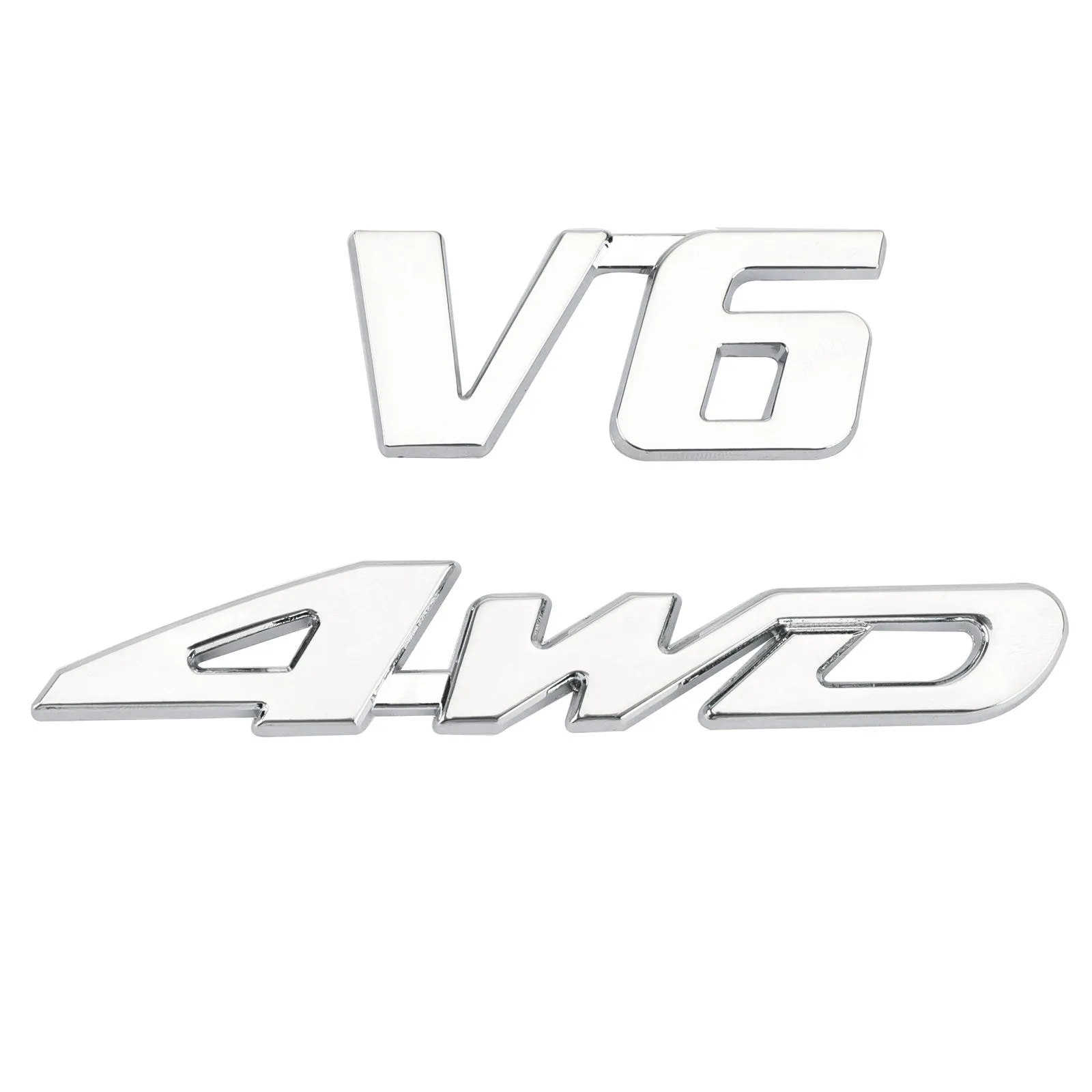 3D Chrome Metal 4WD coffre de voiture garde-boue arrière emblème insigne autocollant autocollant 4WD SUV V6 générique