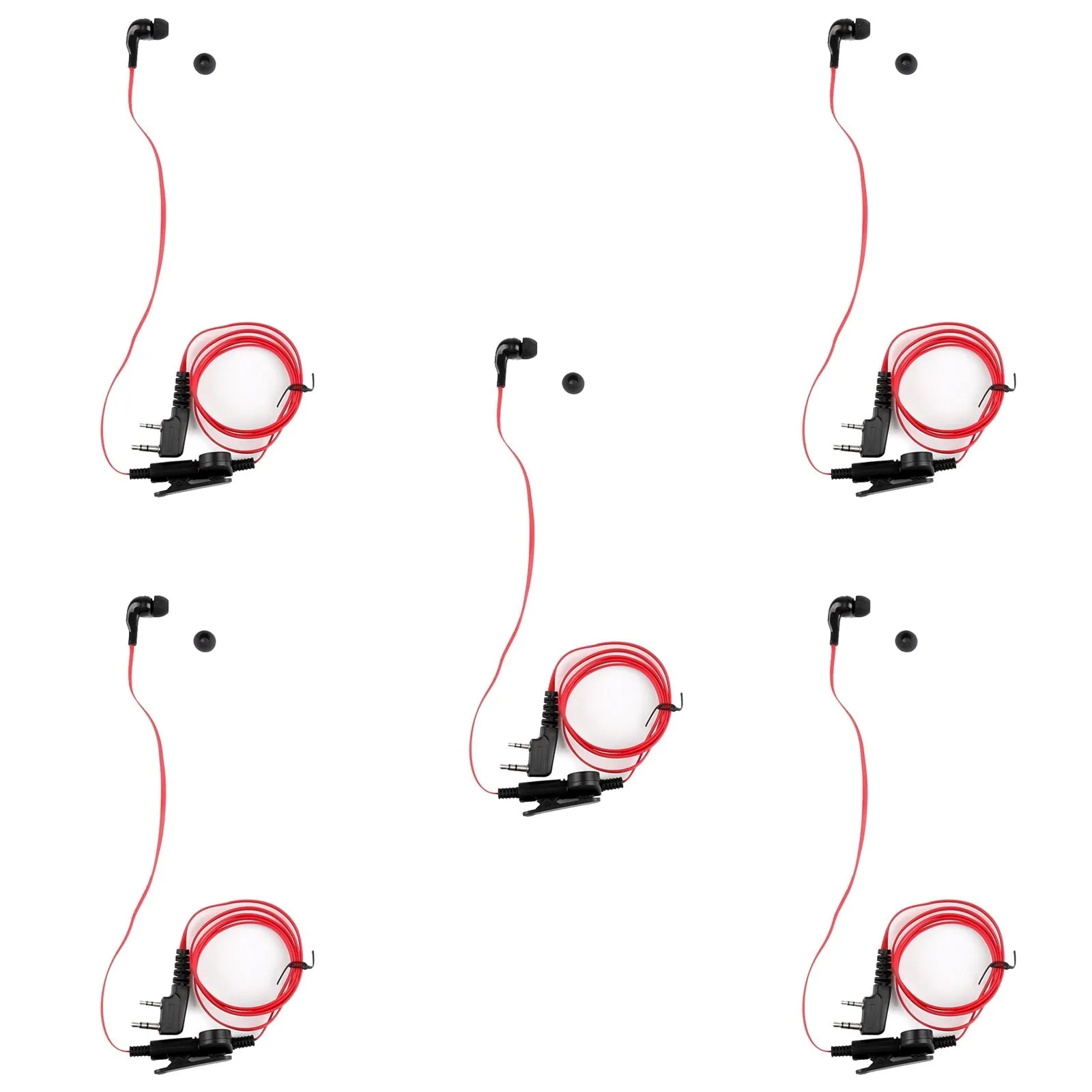 5x Oreillette Casque Pour Kenwood BAOFENG TYT LINTON UV-5R TG-UV2 Deux Voies Rouge