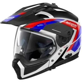 Casco crossover Nolan N70-2 X Grandes Alpes N-com bianco blu rosso lucido 026