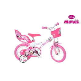 Bici 12 disney minnie per bambina rotelle cestino e parafanghi alloggio bambola