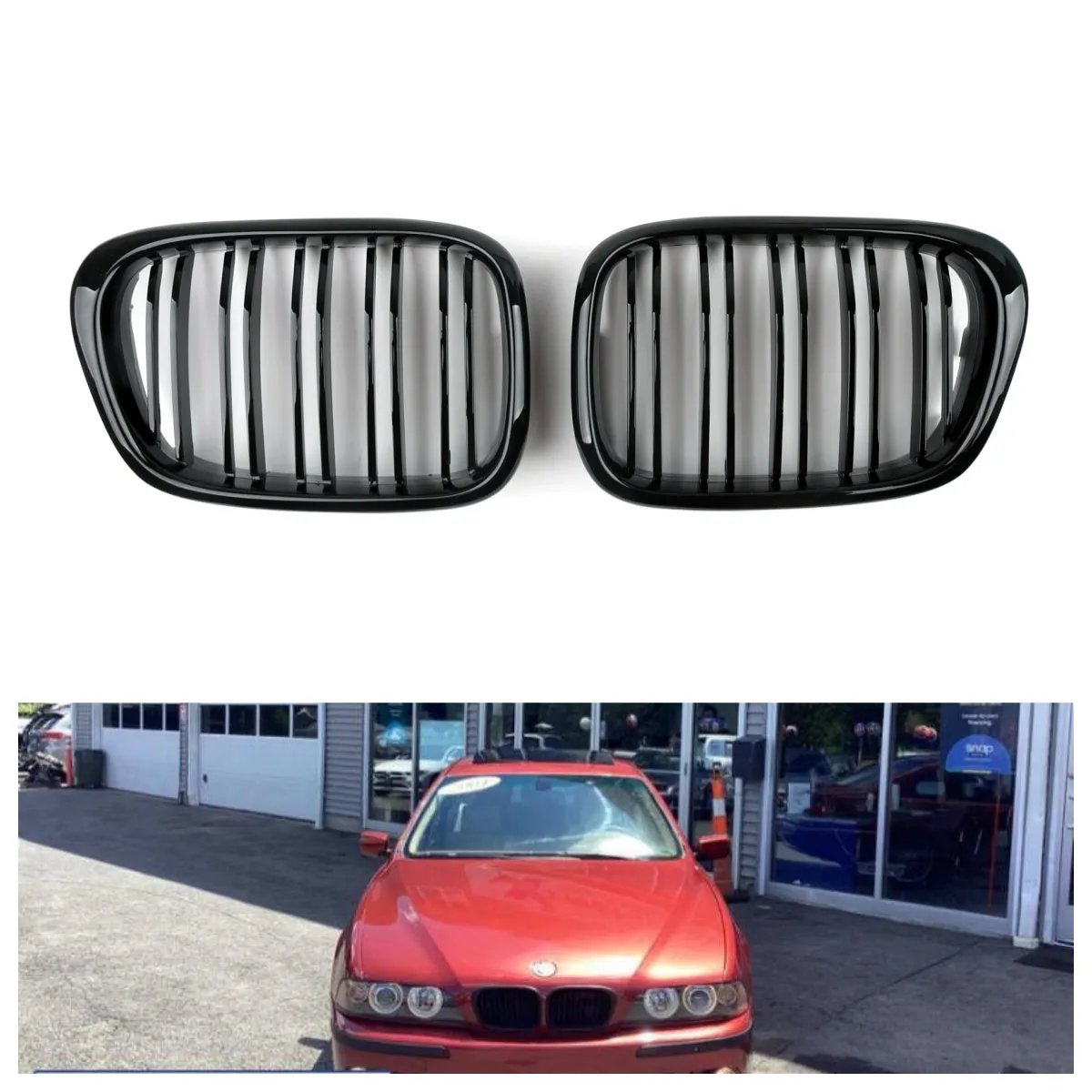 Grille de calandre avant noir brillant double nervure pour BMW Série 5 E39 2001-2004 Générique