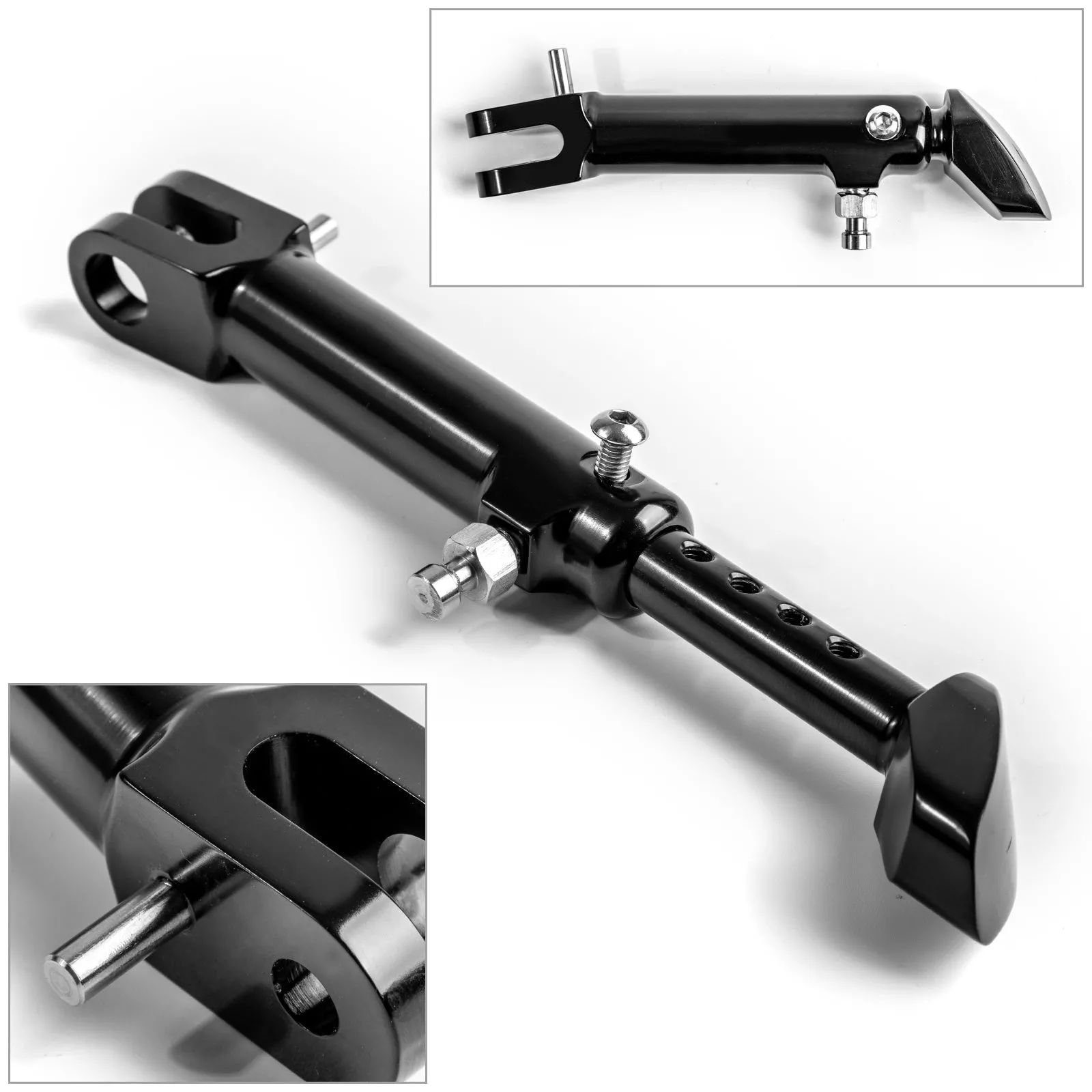 Béquille latérale en aluminium CNC réglable pour Kawasaki Z900RS 2018 Noir Générique