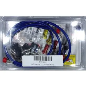 Kit Tubi Freno Allegri per YAMAHA FZ 6 S2 Carenata 07>12, tubi diretti colore blu e ottone colore White Metal / White Metal Silver codice 6YA112C1