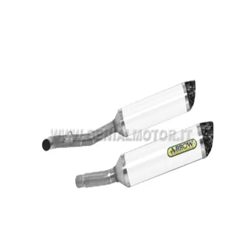 Terminali Di Scarico Arrow Thunder Aluminio Bianco Kawasaki Z 1000 2007 > 2009-71724AKB-95312