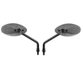 coppia specchi moto simil carbonio ovale corto (asta nera)