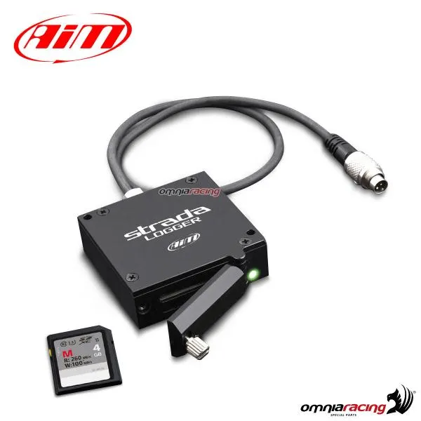 AIM Strada Logger con cavo 40cm, SD Card 4 GB per trasformare un dash Strada in un logger