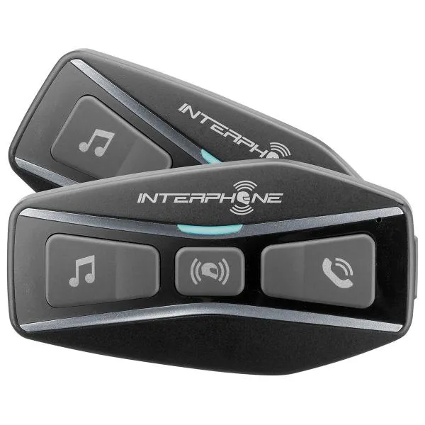 Coppia Interfono moto Interphone U-COM4 Bluetooth con batteria removibile e speaker HD
