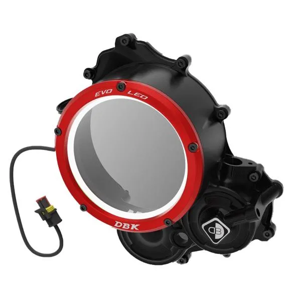 Carter frizione DBK Coperchio EVO LED Nero-Rosso Ducati Hypermotard 698 Mono RVE 2024-2025