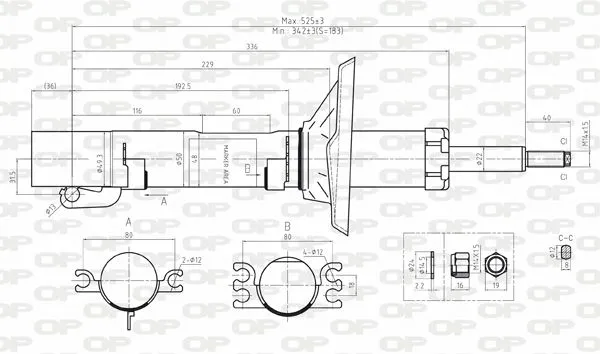 AMMORTIZZATORE OP ANT 1 PZ BILATERALE EXO AUTOMOTIVE SPA EXSAB802431
