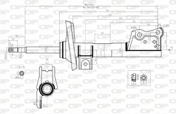AMMORTIZZATORE OP ANT 1 PZ BILATERALE EXO AUTOMOTIVE SPA EXSAB804131