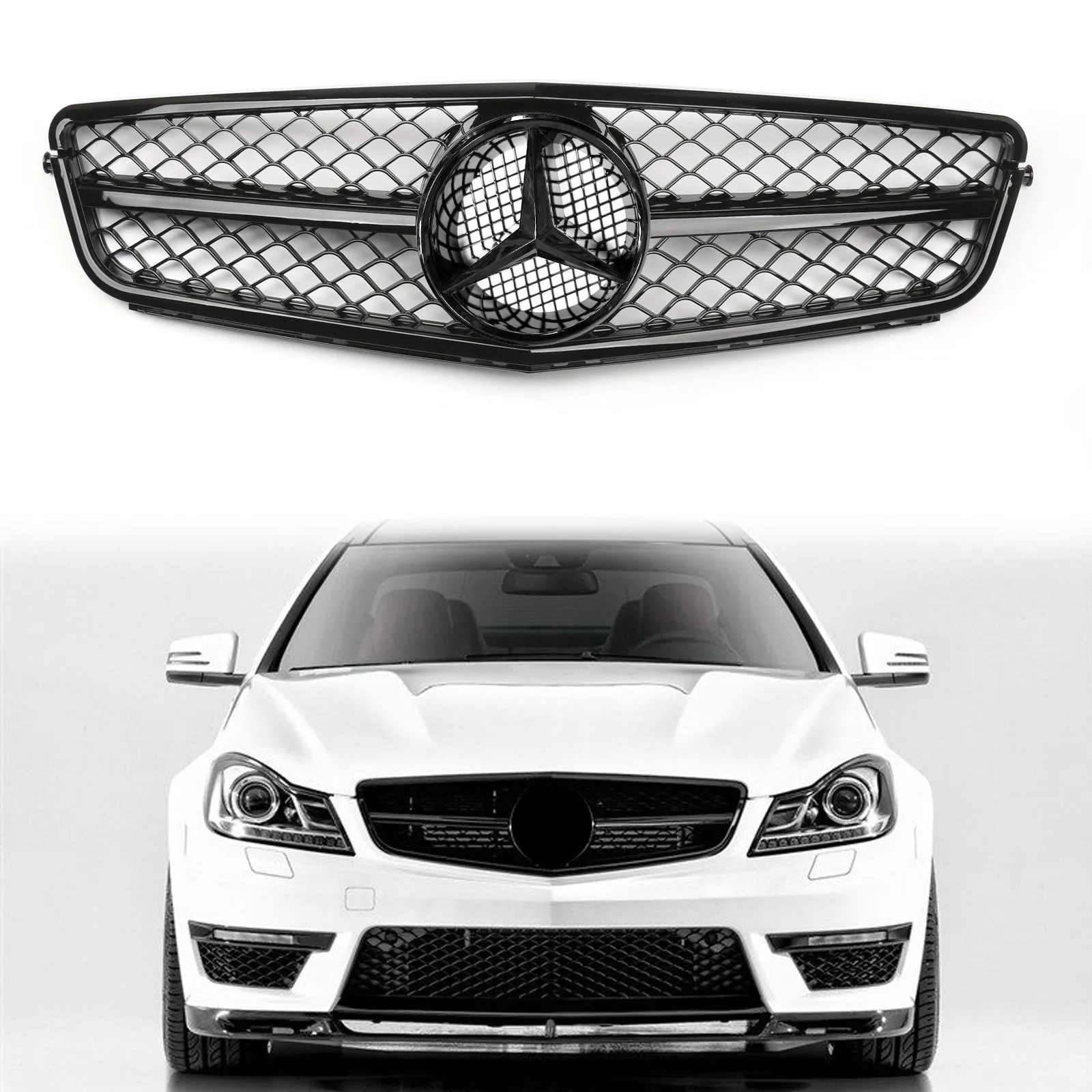 W204 C250 C350 08-14 Mercedes Benz AMG Style Grille de remplacement de calandre noire brillante générique