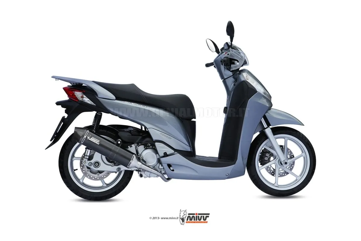 Scarico Completo Mivv Stronger Nero Acciaio Inox Per Honda Sh 300 2007 > 2014-H.049.LBSC-92245