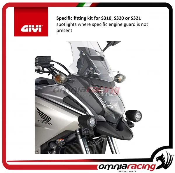 Kit di attacchi per faretti S310, S320,S321,S322 in assenza di paramotore per Honda NC750X 16> 17