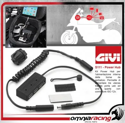 Givi S111 Power Hub Per l'alimentare interna delle borse da serbatoio / Porta USB