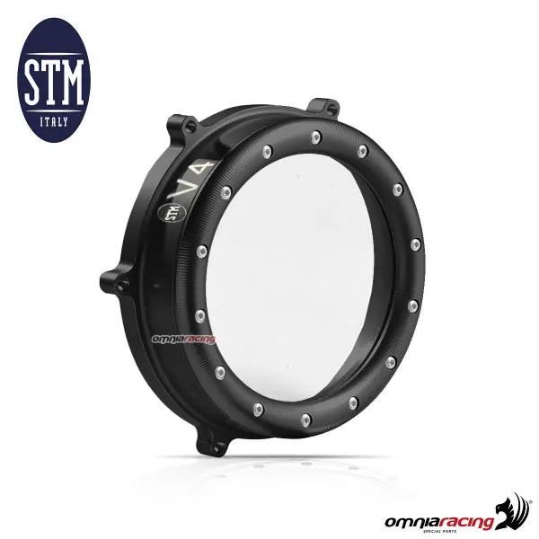 STM carter frizione trasparente in alluminio nero per frizioni a bagno d'olio Ducati Panigale V4 18>