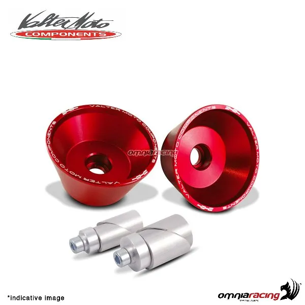Protezioni perni ruota anteriore Valtermoto rosso + kit attacchi per Aprilia RSV4 2009>2018