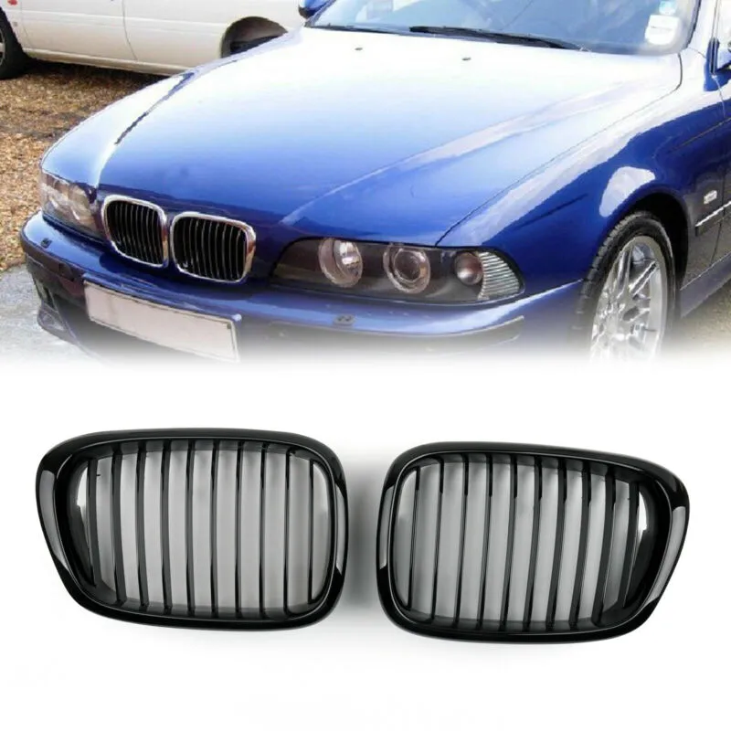 Grille de calandre avant ABS brillant maille noire pour BMW série 5 2001-2004 générique