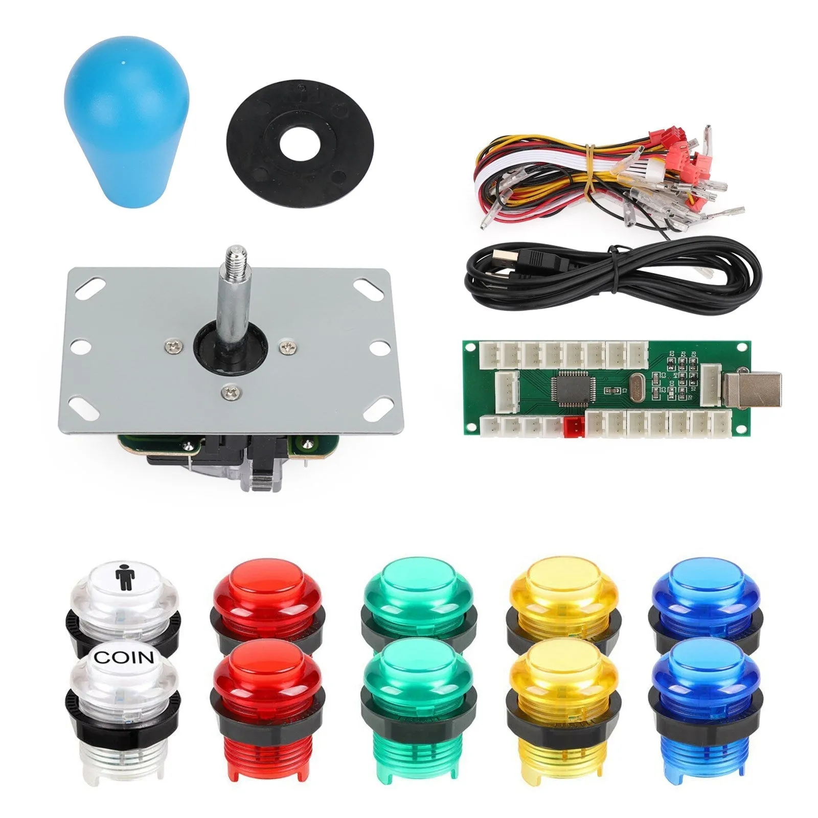 1 joueur LED Arcade DIY Part Kit Encodeur USB vers PC Jeux vidéo Gamepads Joystick