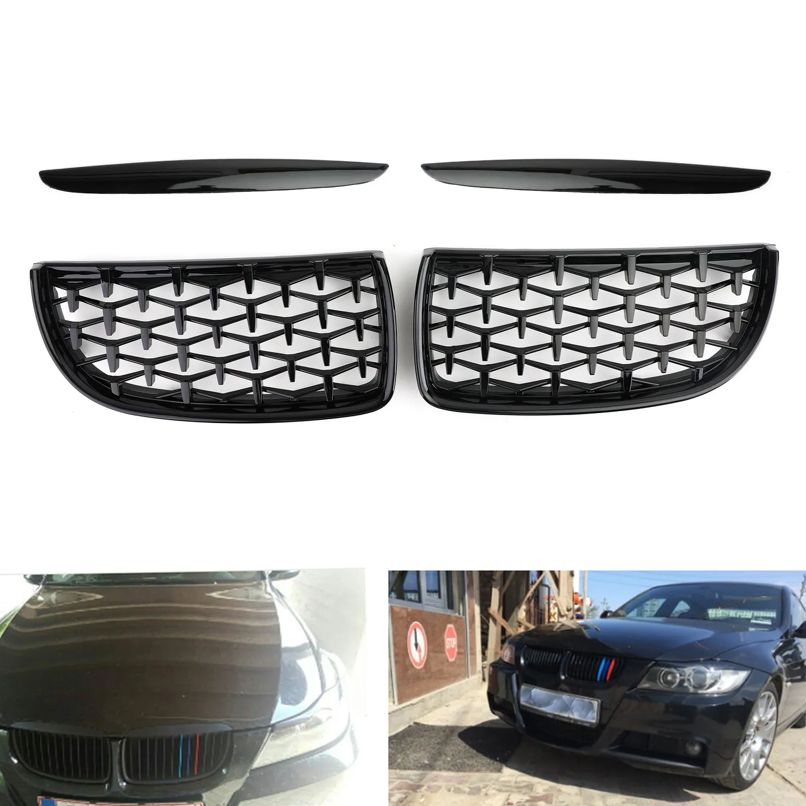 Grille de calandre Meteor Black Kidney Grill pour BMW E90 3 Series Sedan 2005-2008 Generic