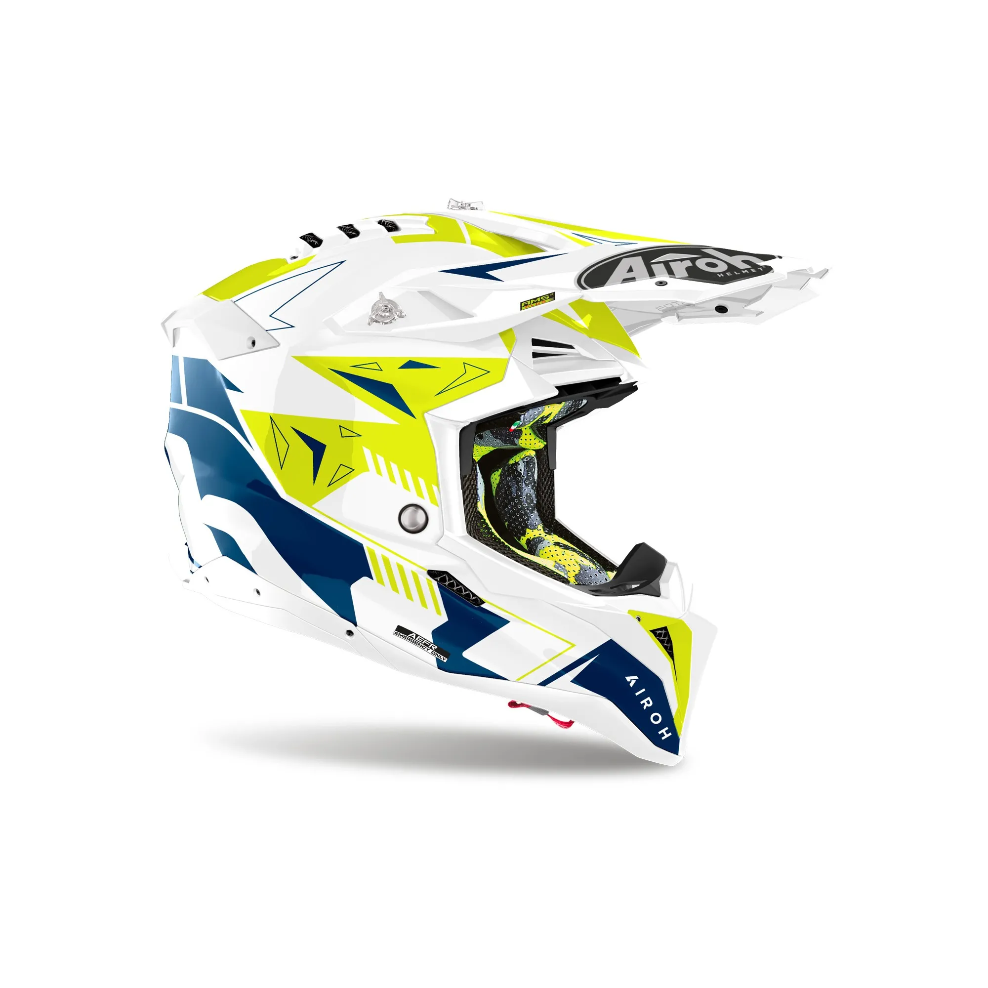 Casco Airoh Aviator 3 Spin Blu Giallo Fluo Lucido 2024